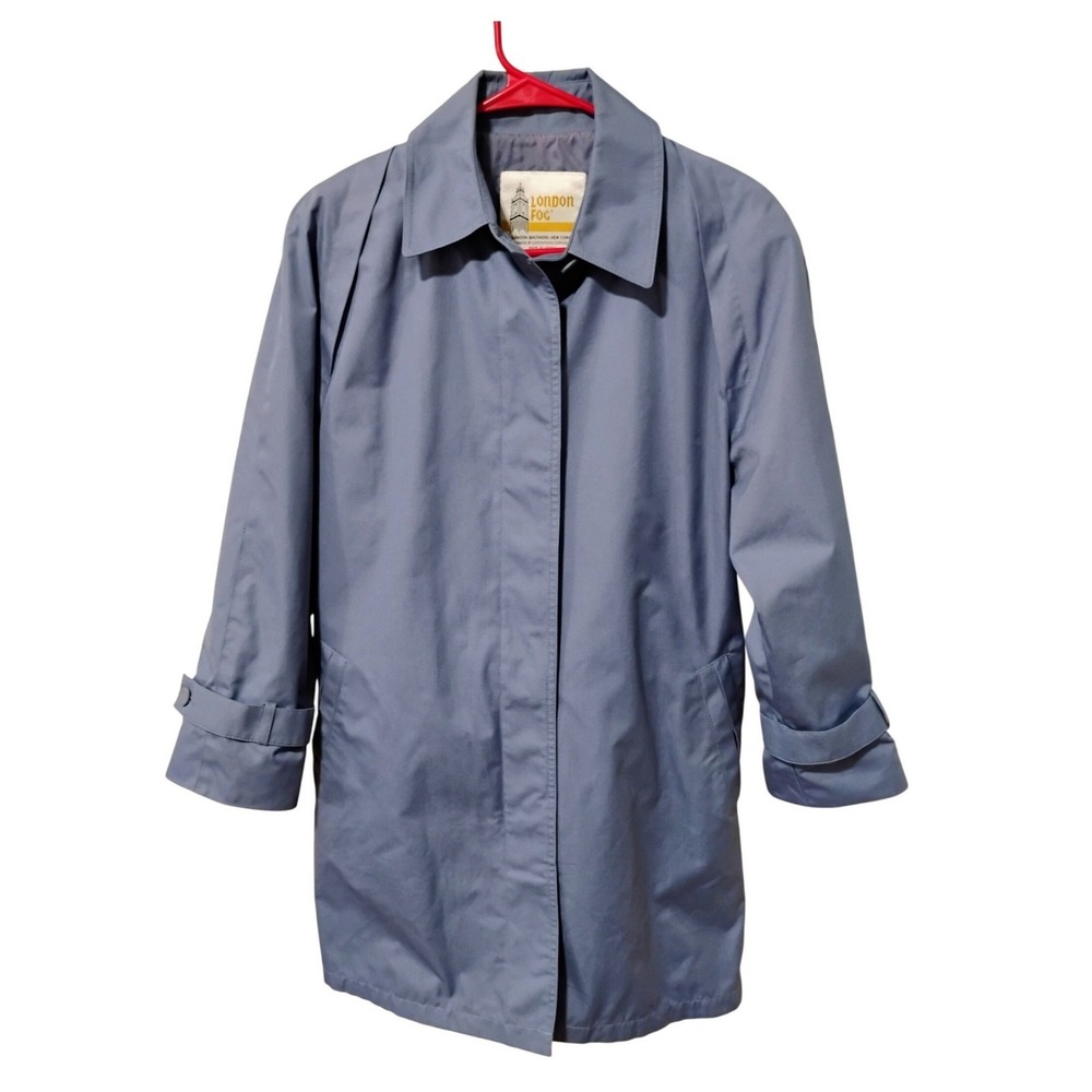 London Fog‎ Women's Light Blue Trench Coat Size 8 Classic Rain Coat